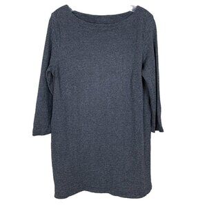 J. Jill Ponte Knit Tunic Top Womens Size M Gray Herringbone Boat Neck 3/4 Sleeve